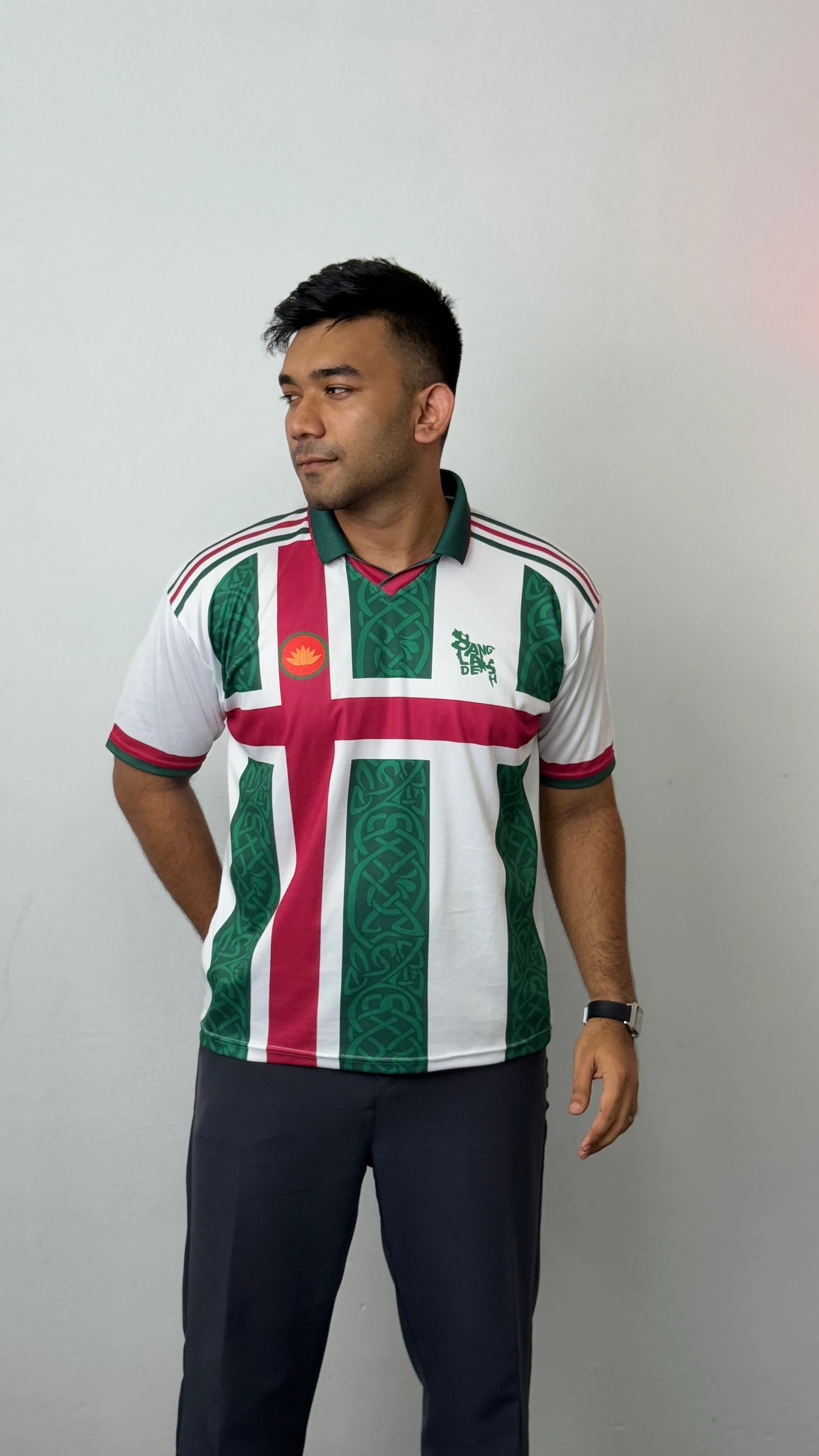 Bangladesh Heritage Cross Retro Jersey - V-Neck