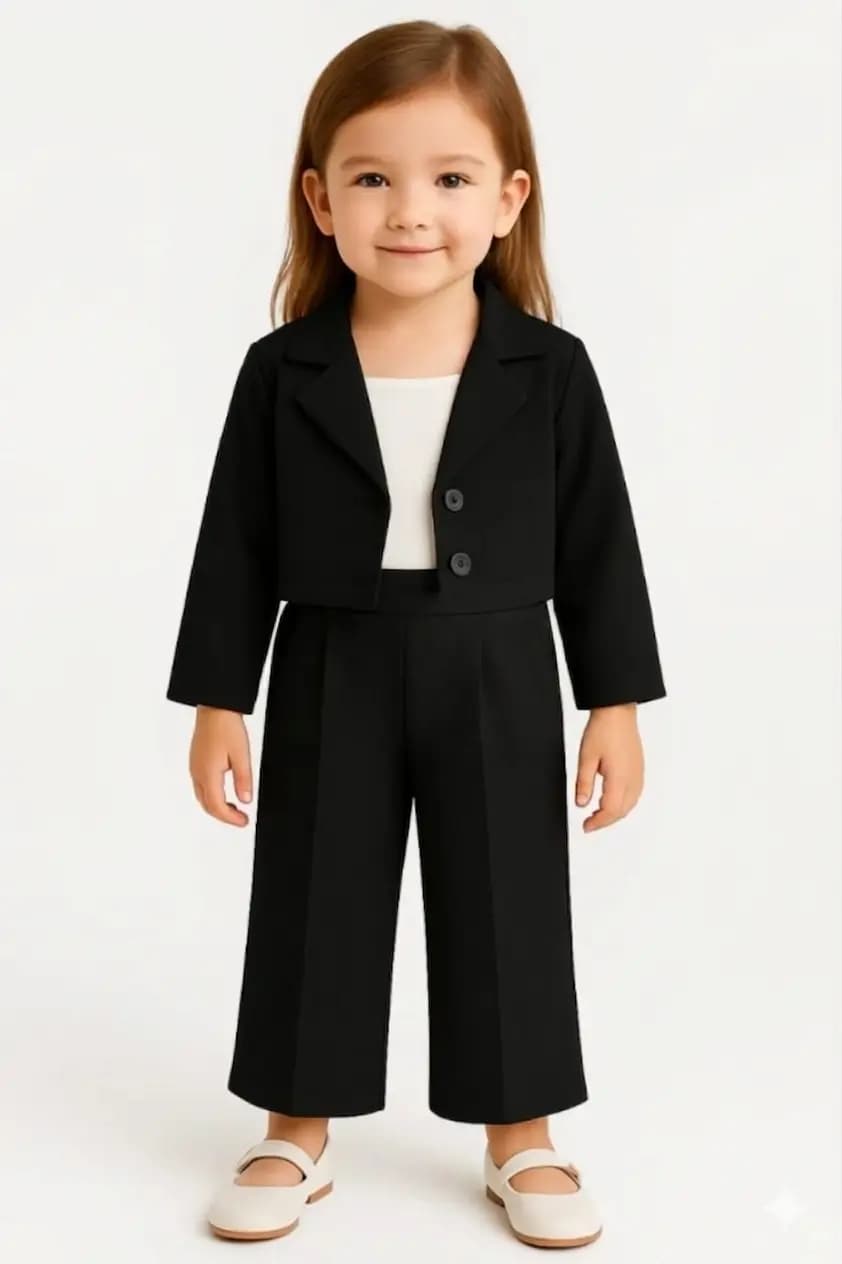 Kids Western Style Track Suit - Black
