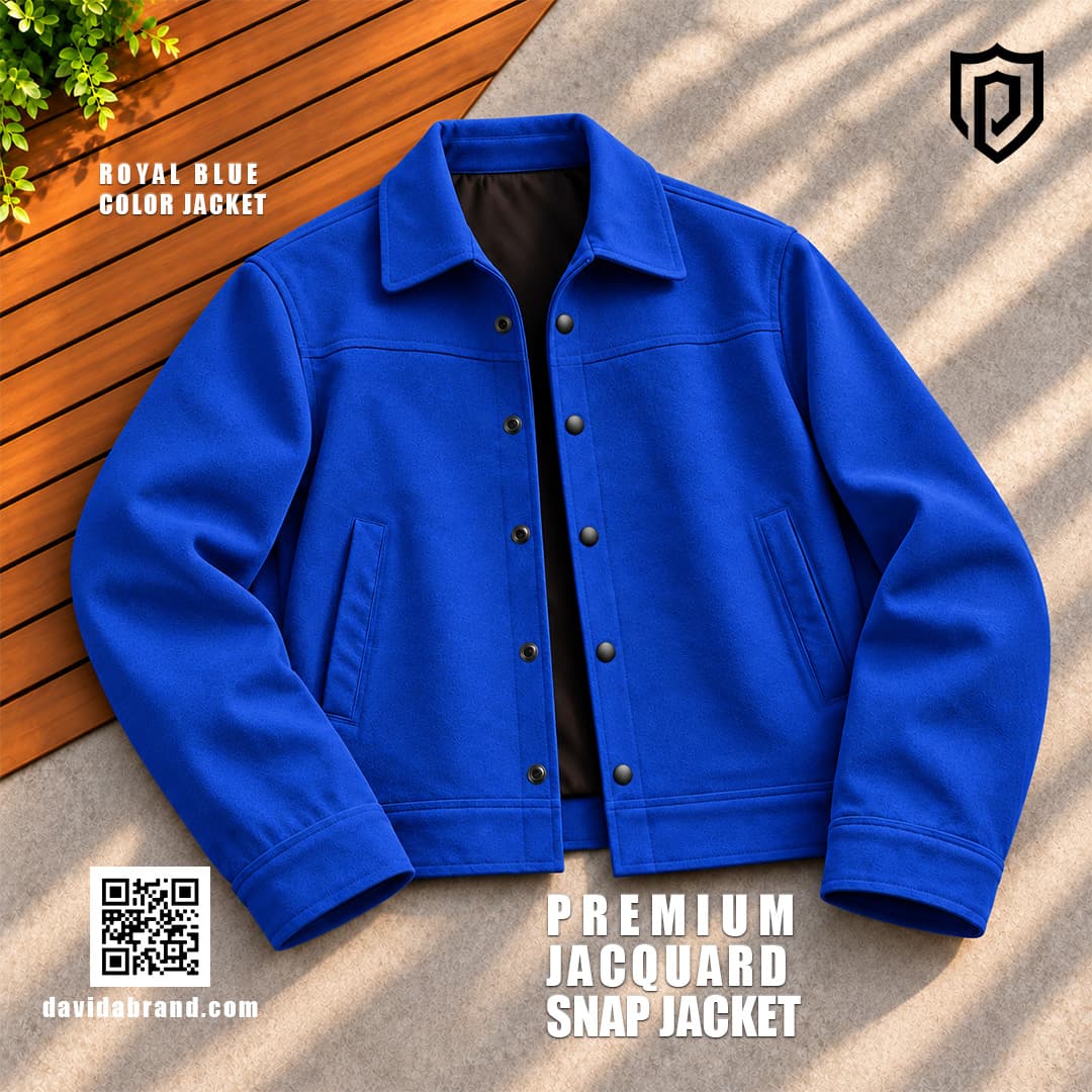 Men’s Royal Blue Premium Jacquard Snap Jacket