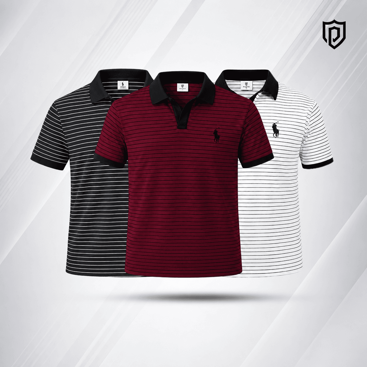 Old Money Polo Shirt – Black, White & Maroon 3 Pcs Combo