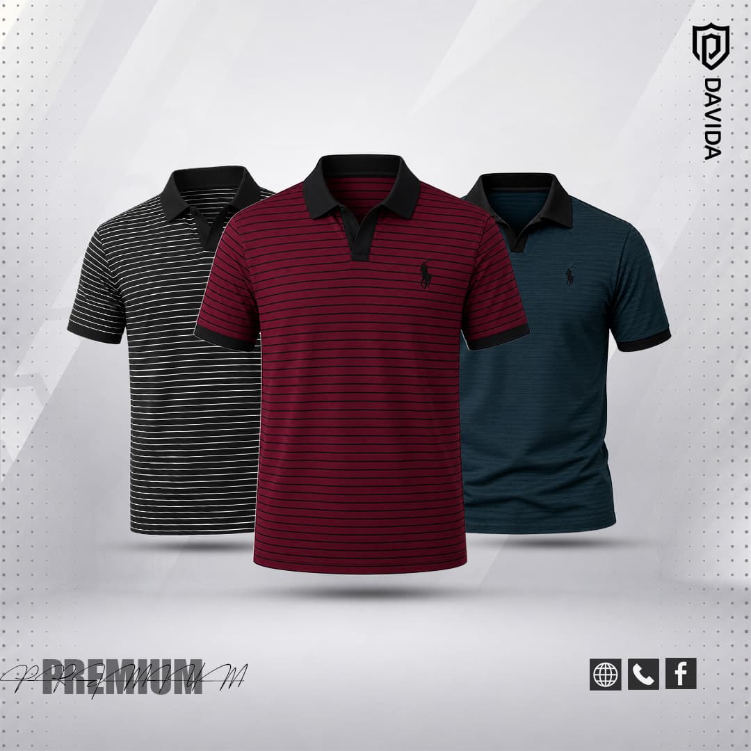 Old Money Polo Shirt – Maroon, Bottle-Green & Black 3 Pcs Combo