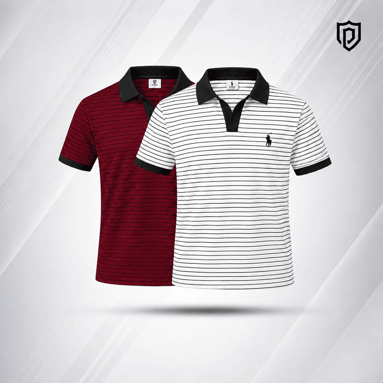 Old Money Polo Shirt – White & Maroon 2 Pcs Combo