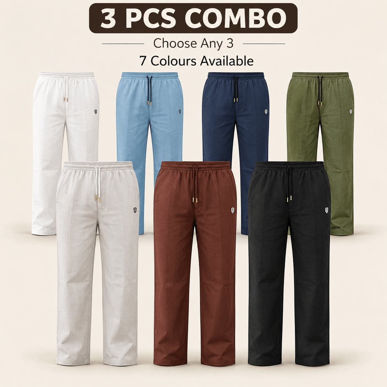 Ramie Cotton Trouser – 3 PCS Combo