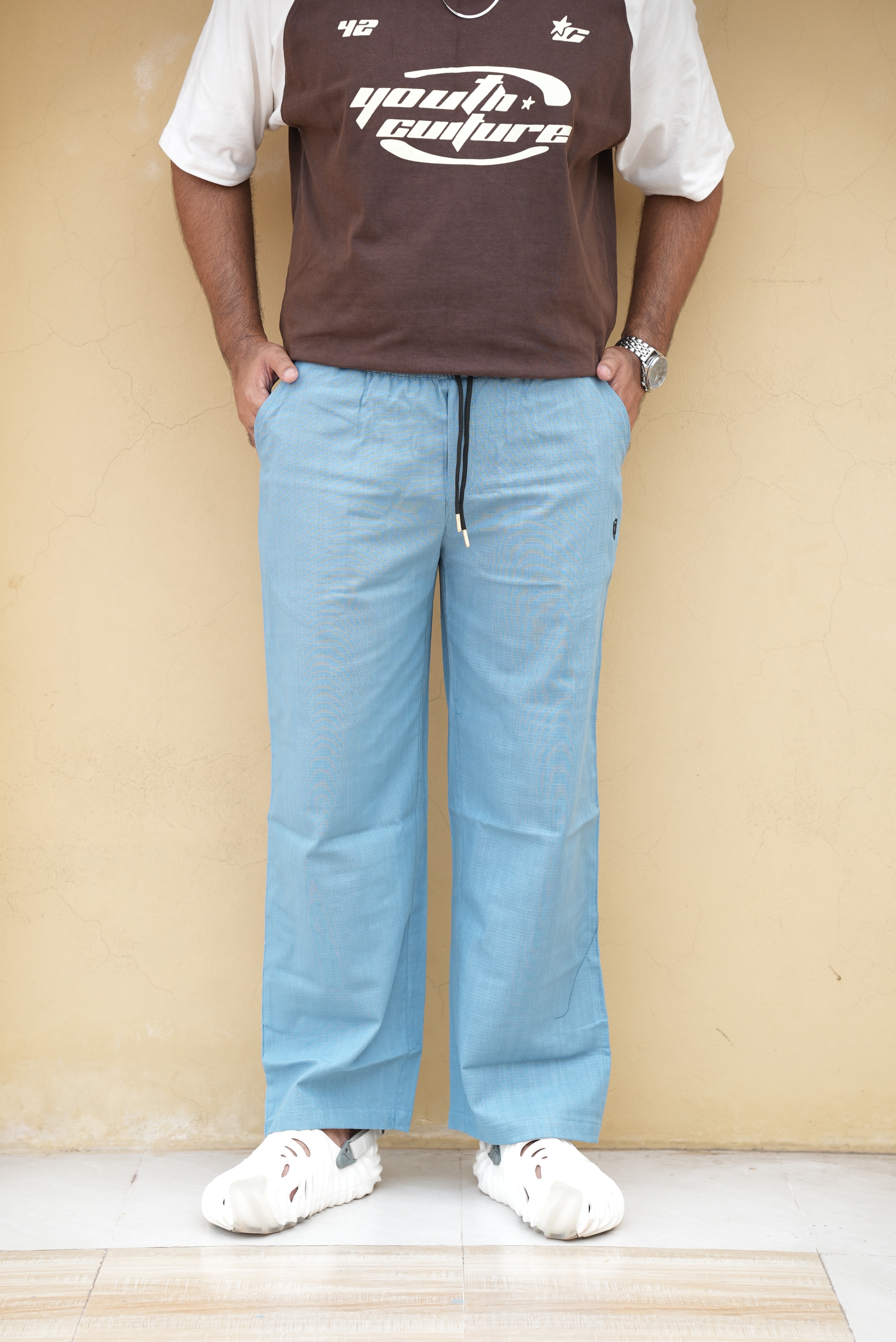 Ramie Cotton Trouser – Light Blue