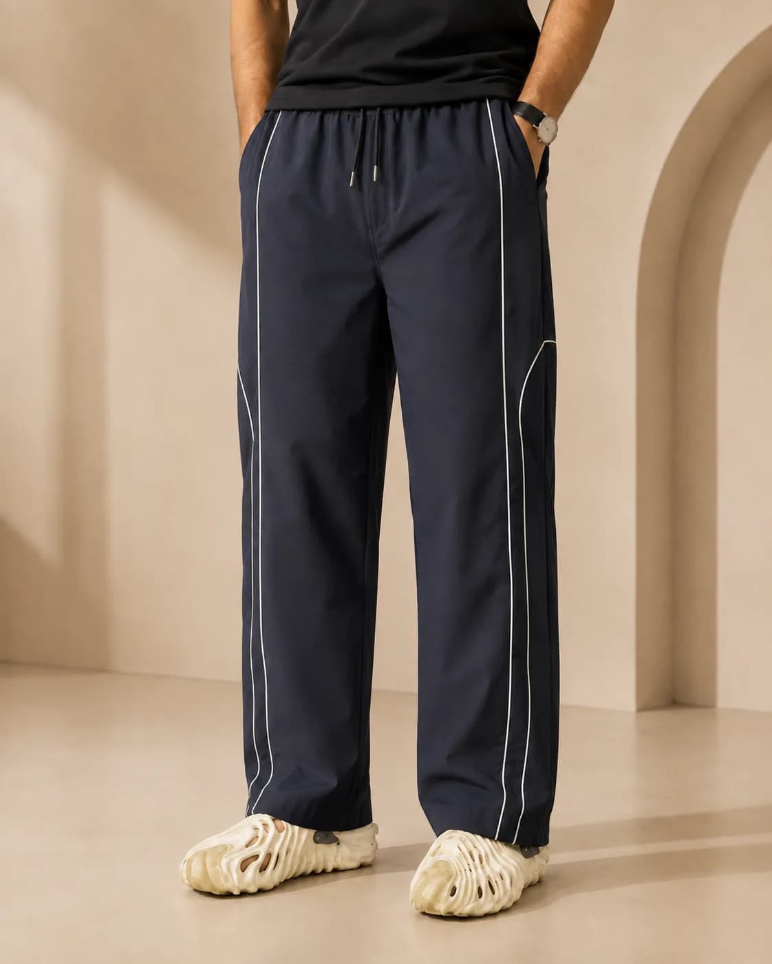 Reflective Piping Parachute Trouser – Navy