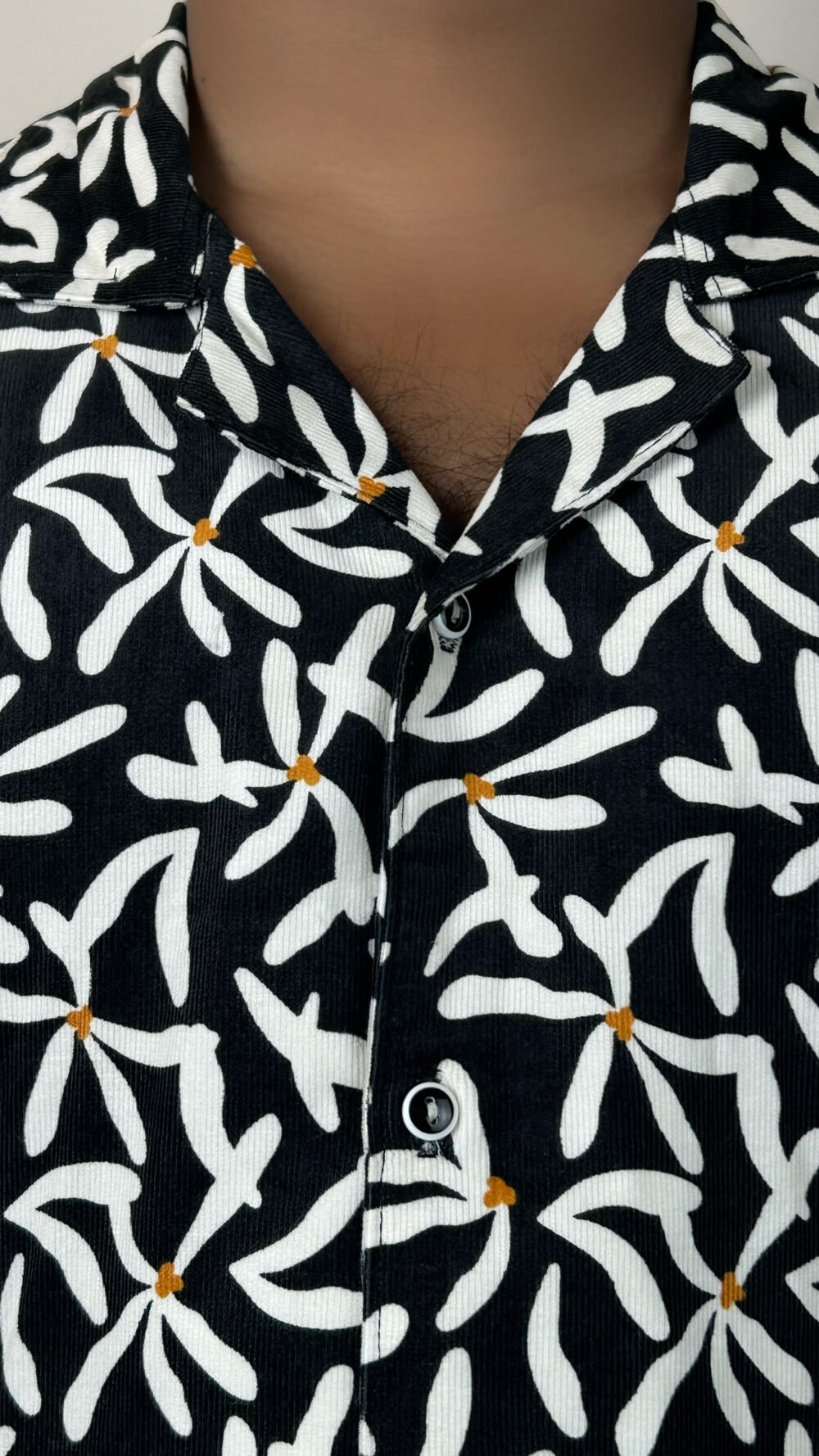 premium cuban collar cotton shirt black and white