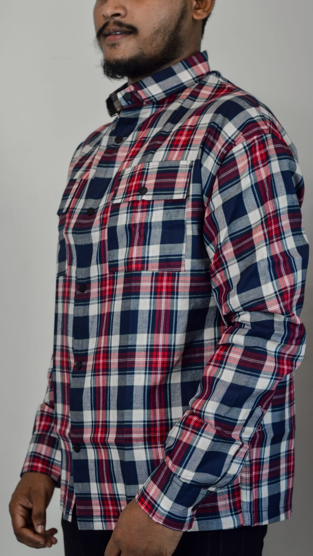Men's Classic: Long Sleeve Plaid Cotton double pocket Shirt