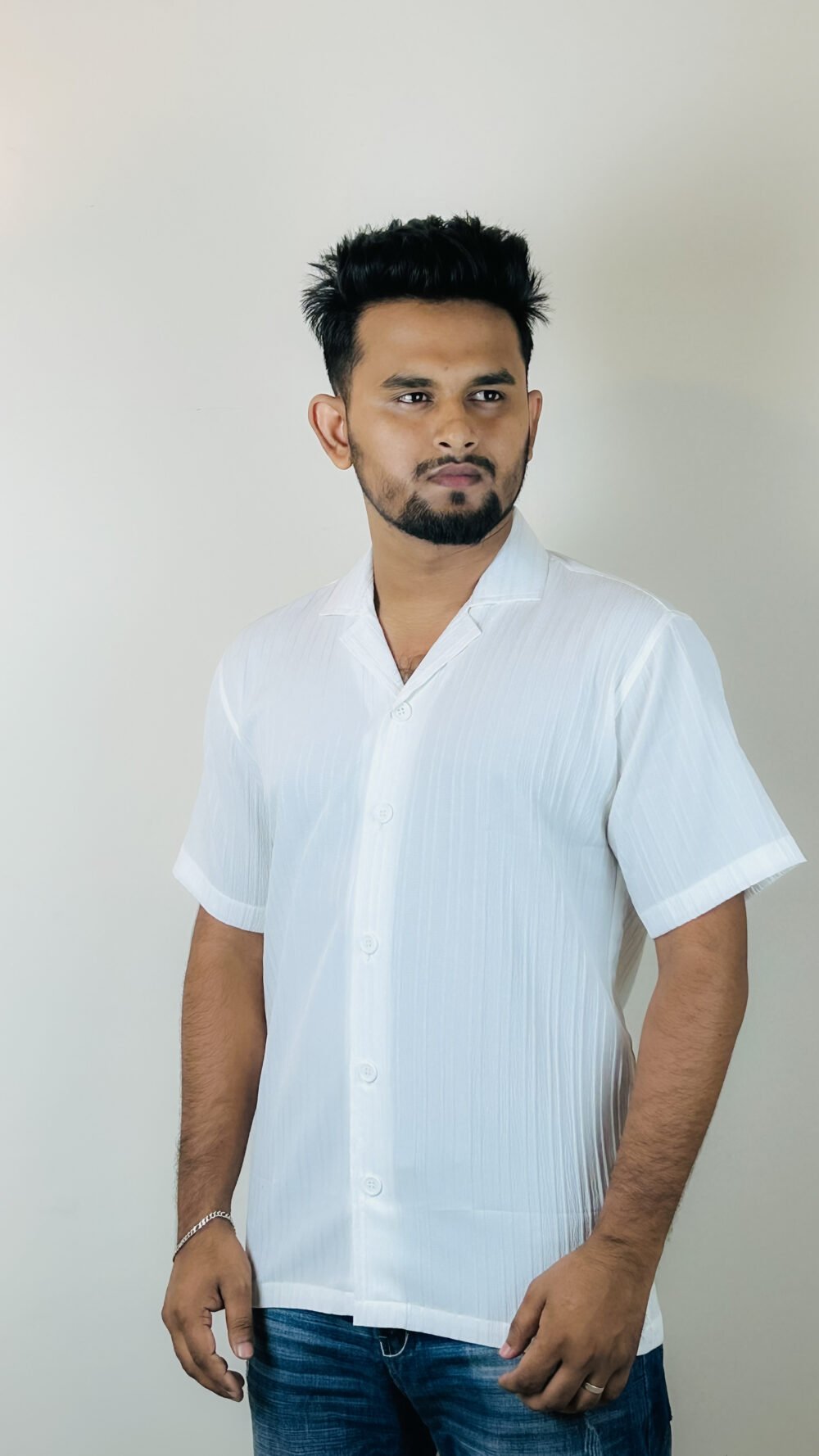 men’s white cuban collar short sleeve shirt – classic summer essential