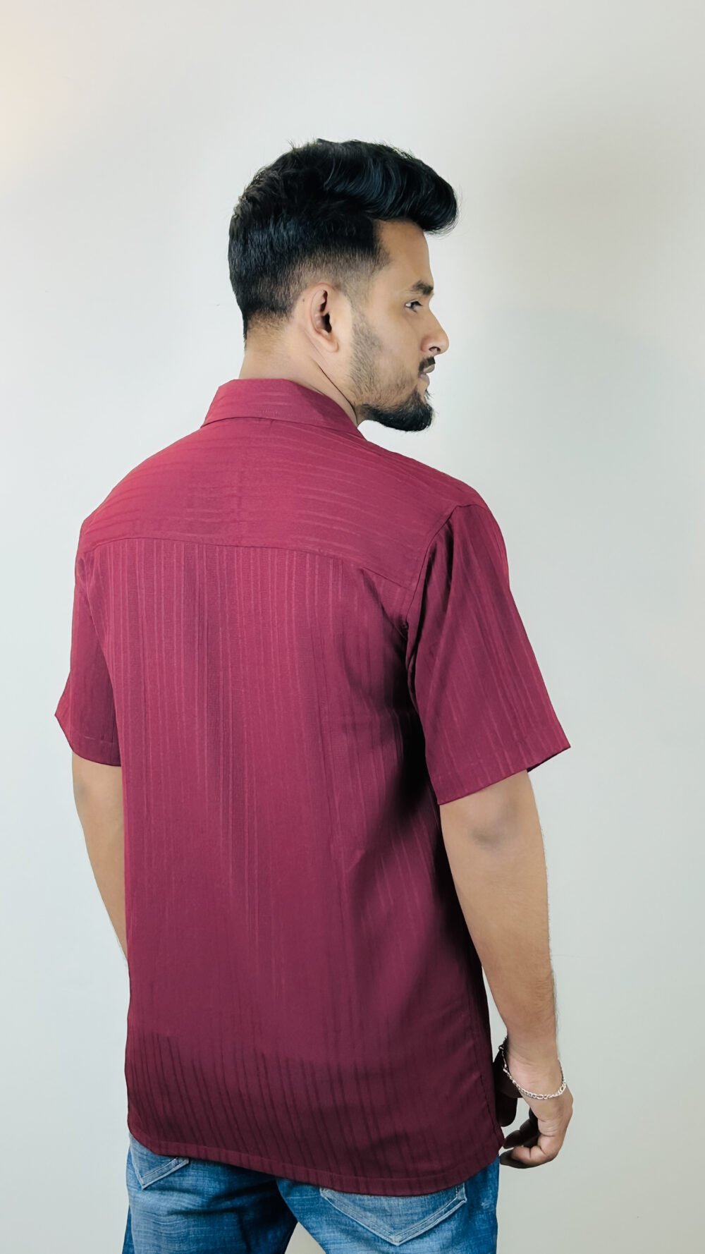 men's maroon cuban collar short sleeve shirt