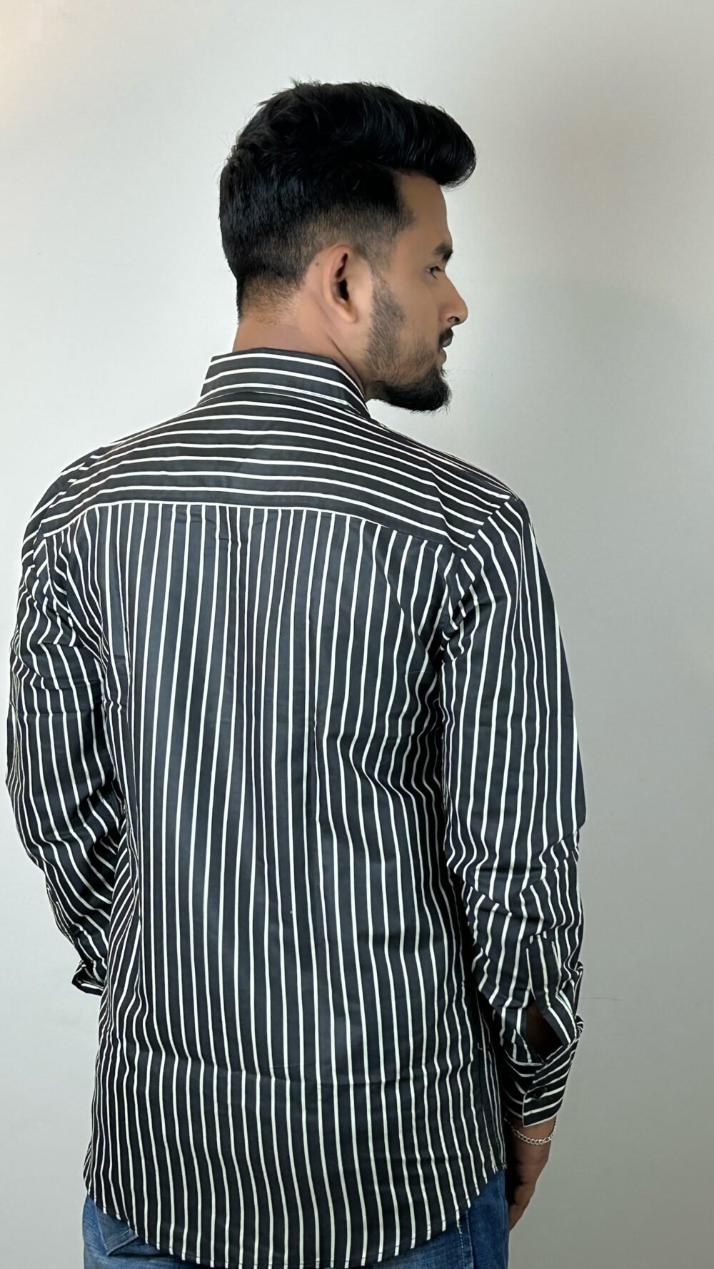 black step design full sleeve shirt – mixed cotton
