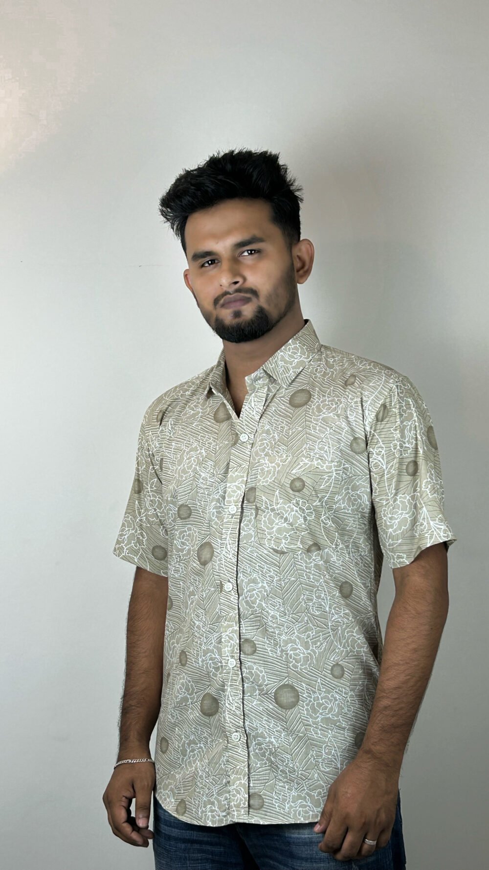 davida men's premium cotton printed half sleeve shirt
