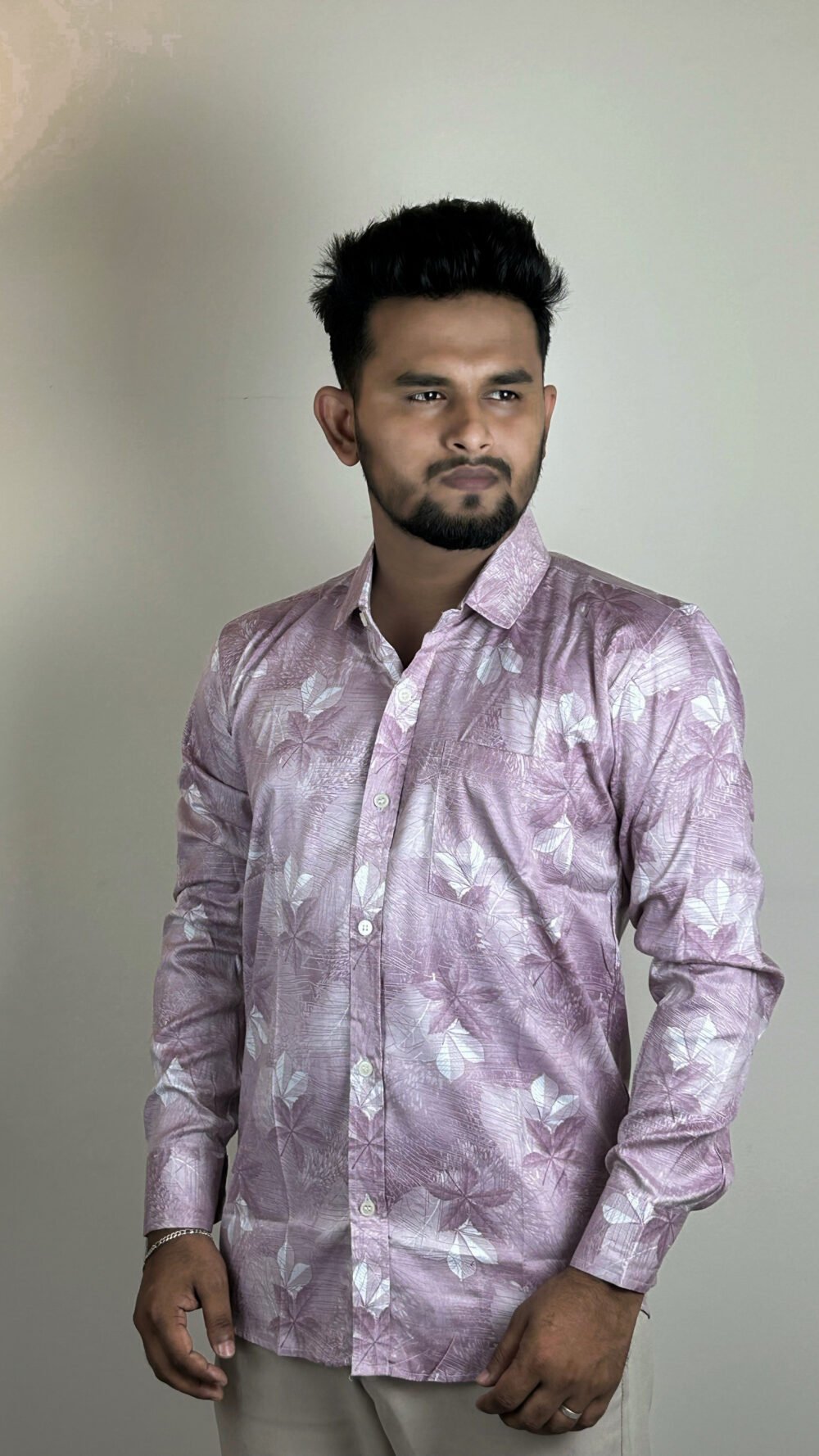 men's tonal floral print: casual shirt