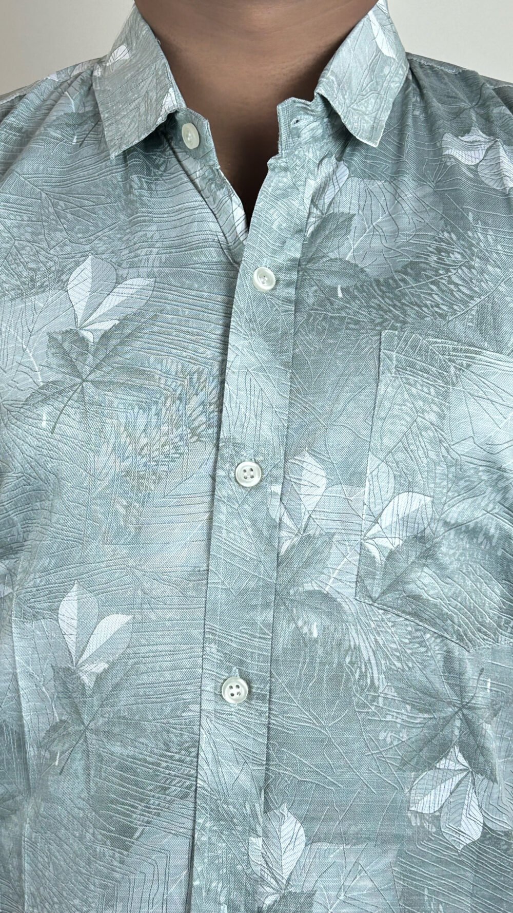 men's sage green tonal print shirt