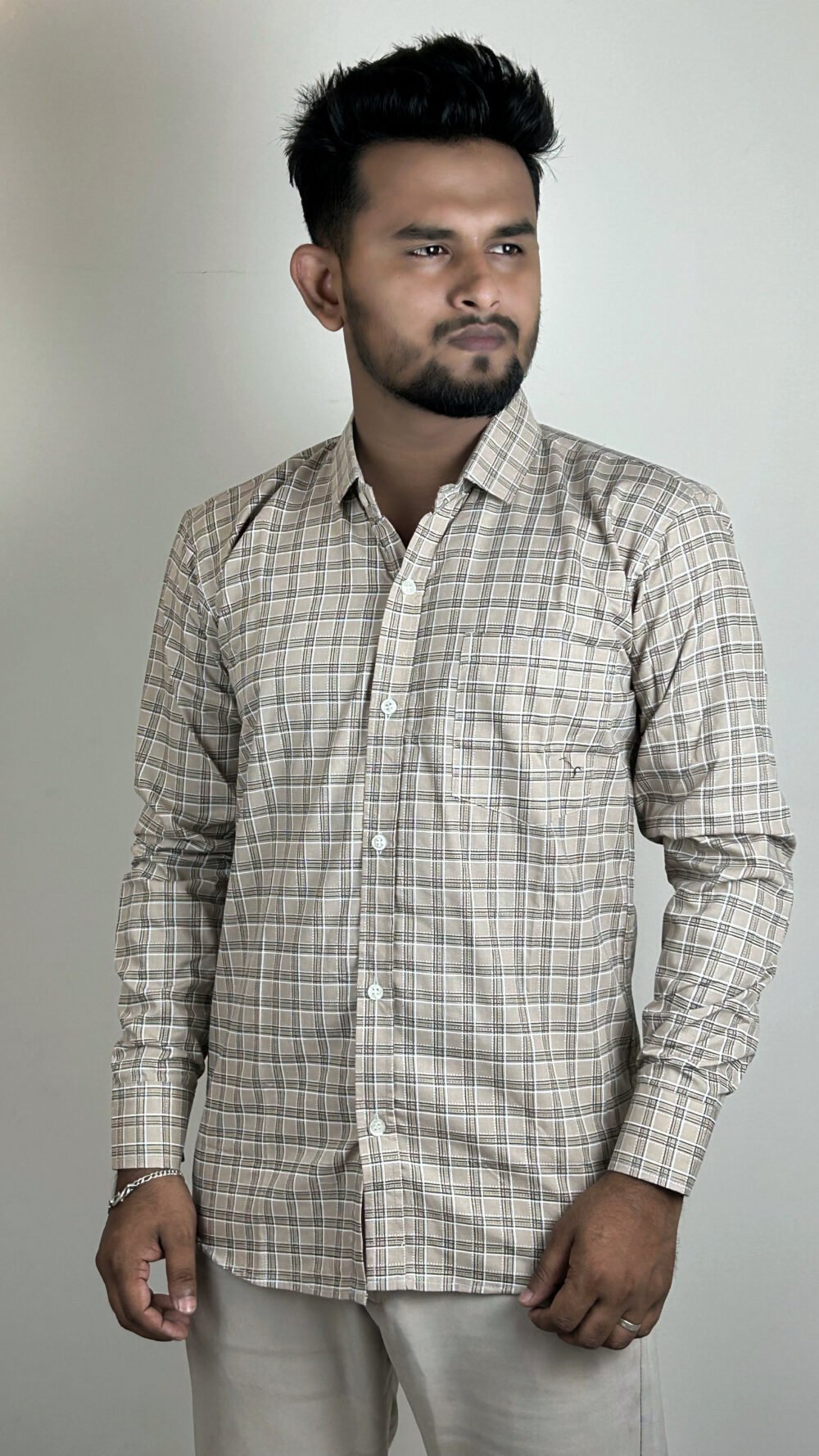 men's refined check cotton shirt