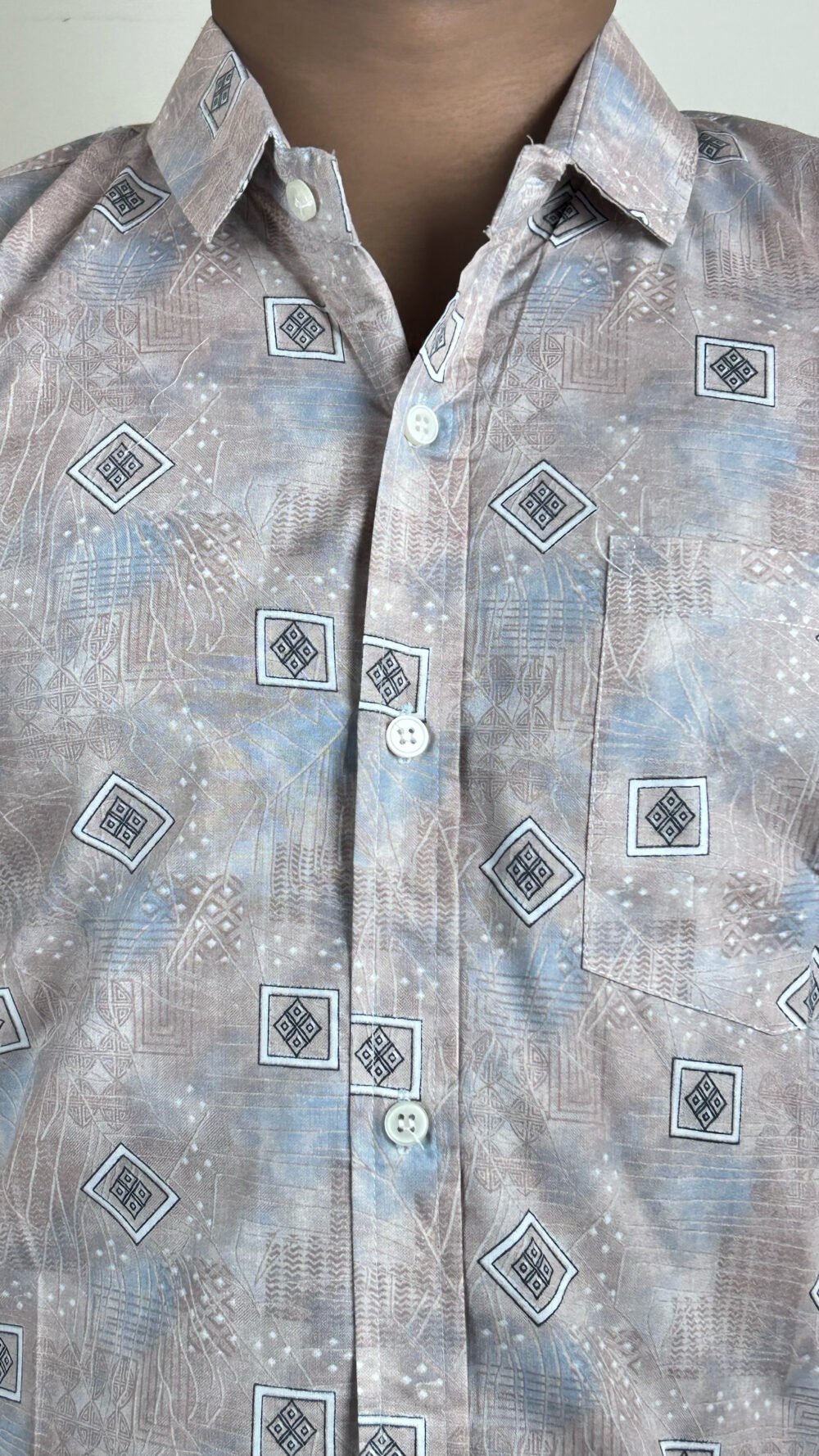 men's earthy tone geometric print shirt
