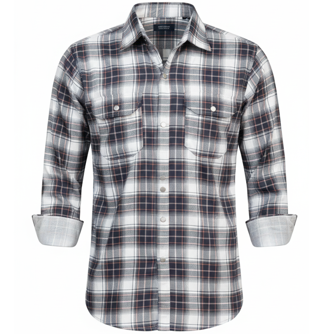 Black white and brown check-shirt