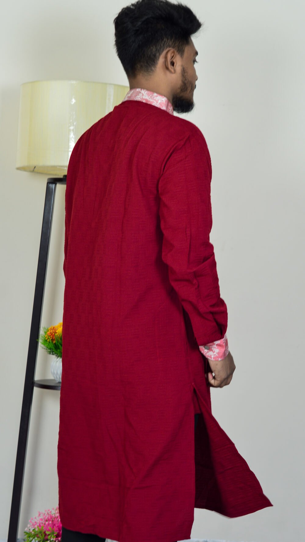 davida premium embossed snap button panjabi ruby red