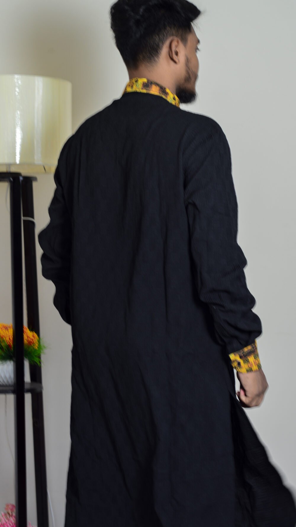 Davida Premium Embossed Snap-Button Panjabi - Galaxy Void