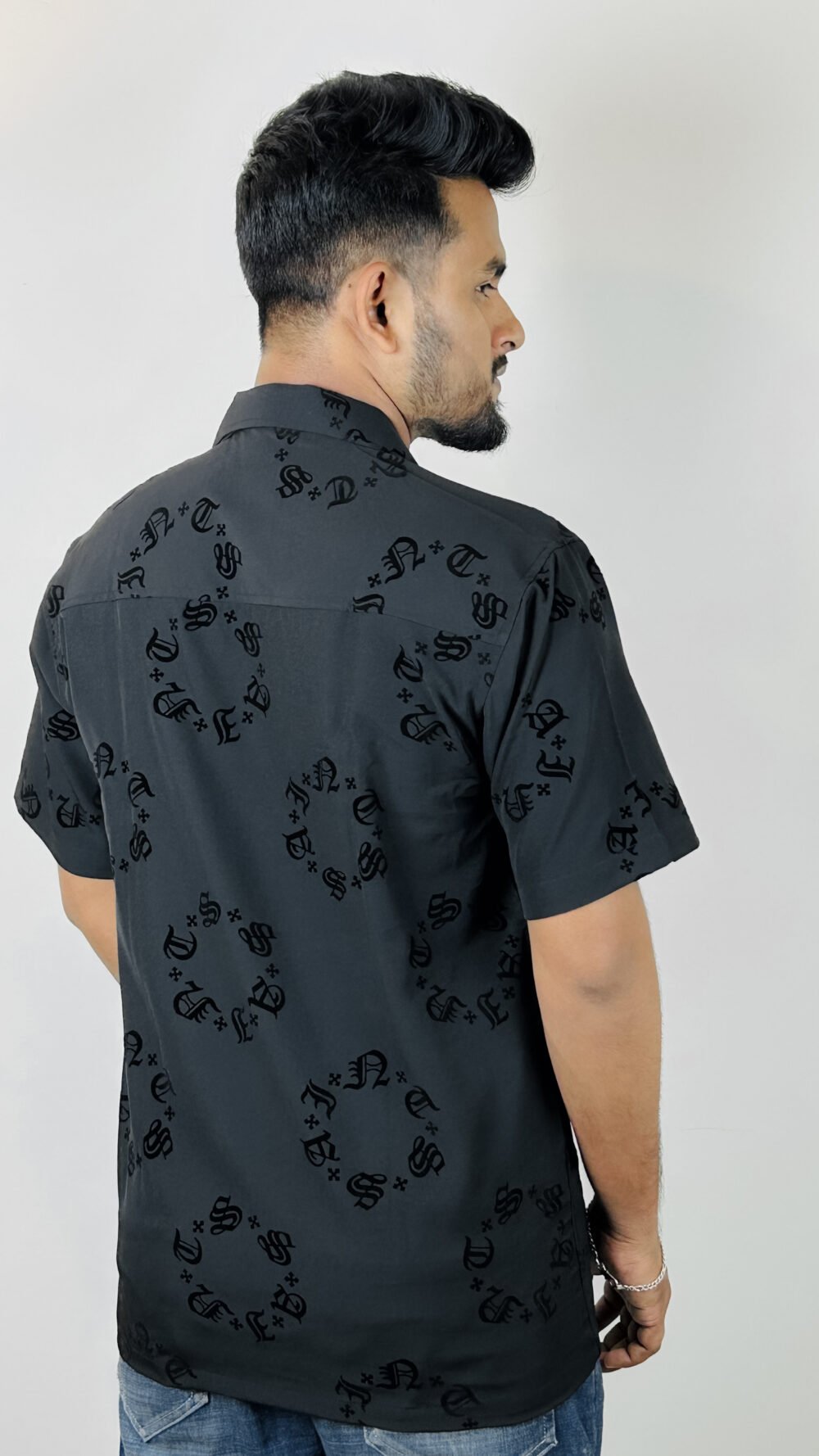 men’s premium printed ac cotton shirt – black & white (copy)