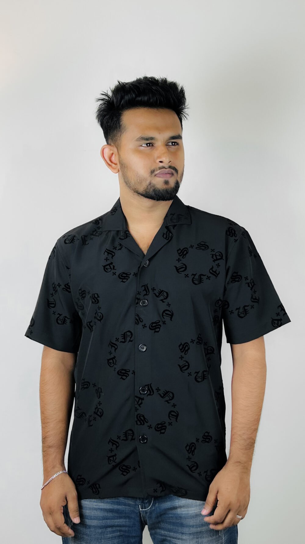 men’s premium printed ac cotton shirt – black & white (copy)