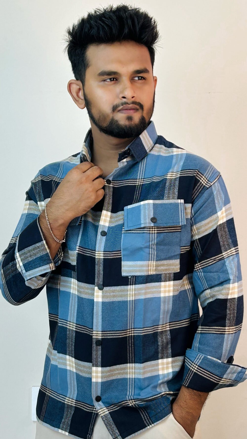 Men's Classic Iconic Blue Shirt check shirt