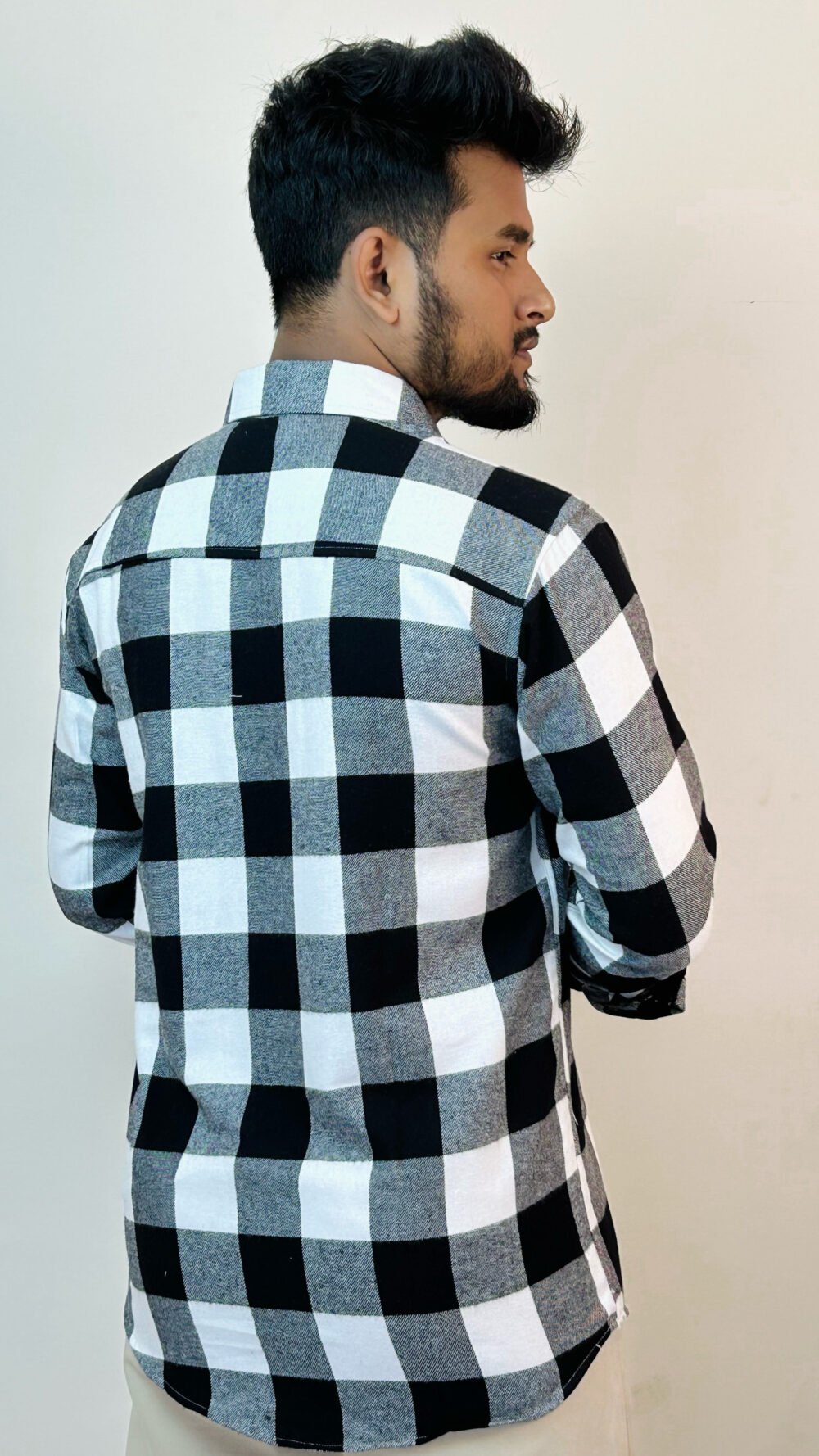 Men's Classic Black & White Shirt Check Shirt