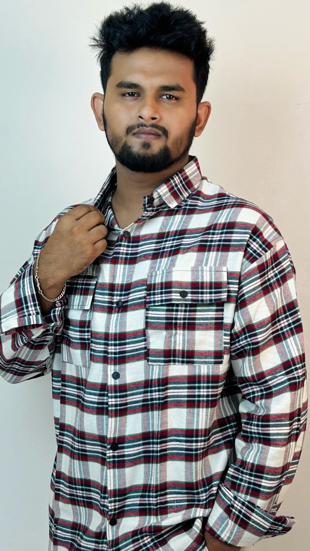 Men's Classic Black-Red & White Shirt check shirt