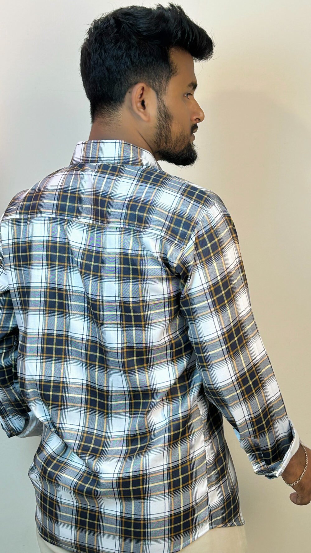 Men's Classic Iconic Goldish Black check shirt