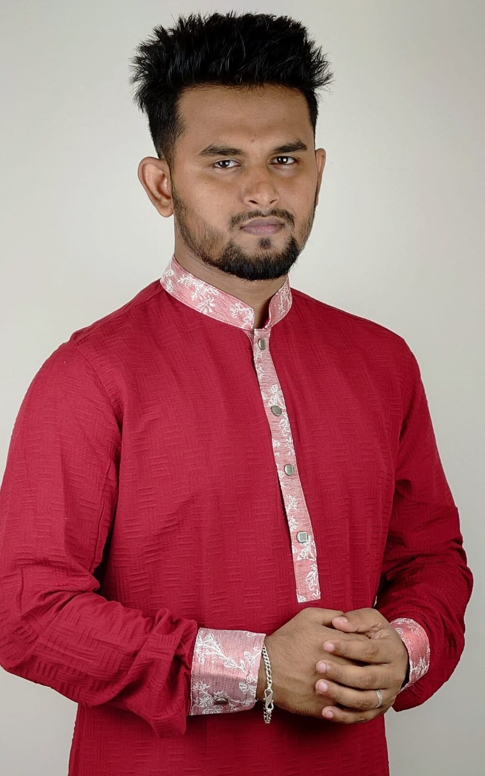 davida premium embossed snap button panjabi ruby red