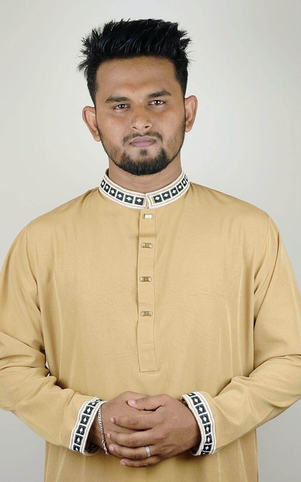 davida premium embossed snap button panjabi mellow yellow
