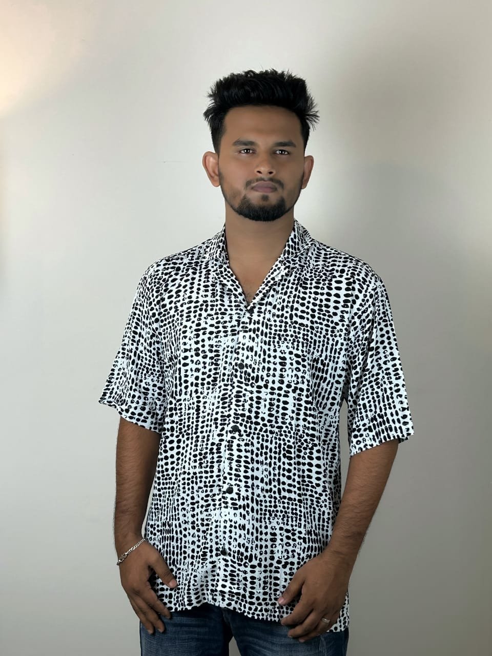 BLACK & WHITE CUBAN COTTON SHIRT